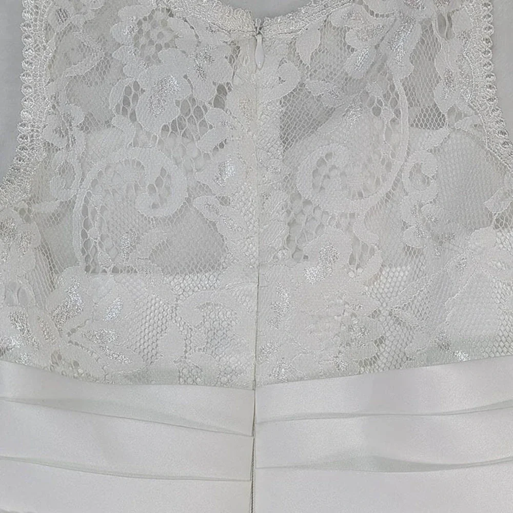 Flower Girl Wedding Pagent Junior Bridesmaid Dress Girls 8-9 White Tulle Overlay